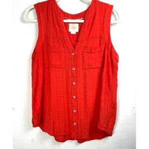 Anthropologie Red Sleeveless Blouse Preppy Classic Timeless Normcore Rich 6